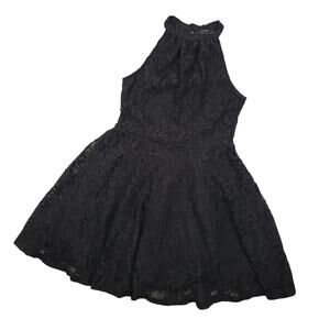 Vintage Kimcine Women's Black Lace Halter Cocktail Dress Size Medium Elegant